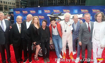 Robert Zemeckis, Bob Gale, Christopher Lloyd, Lea Thompson, Michael J. Fox, Casey Lik Photo