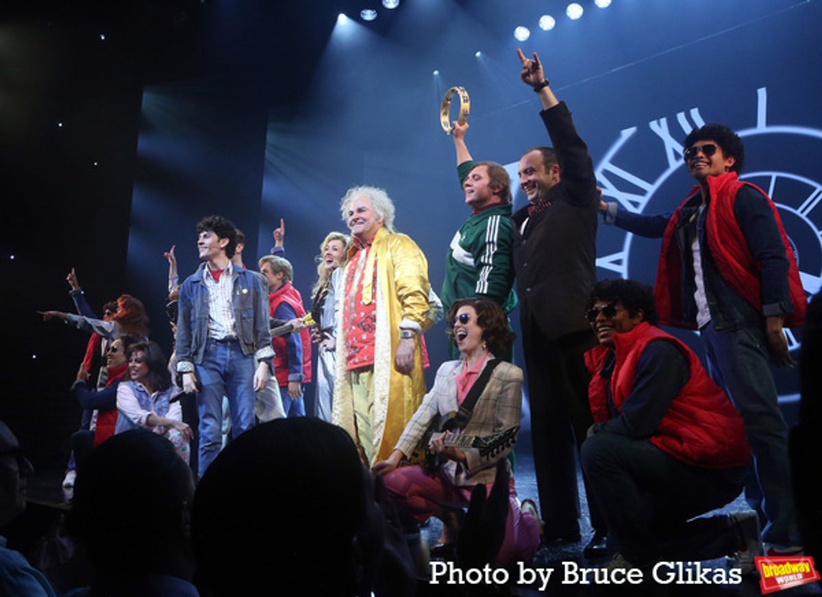 Jelani Remy, Hugh Coles, Casey Likes, Roger Bart, Liana Hunt, Nathaniel Hackmann and The Cast of 'Back to The Future' at 