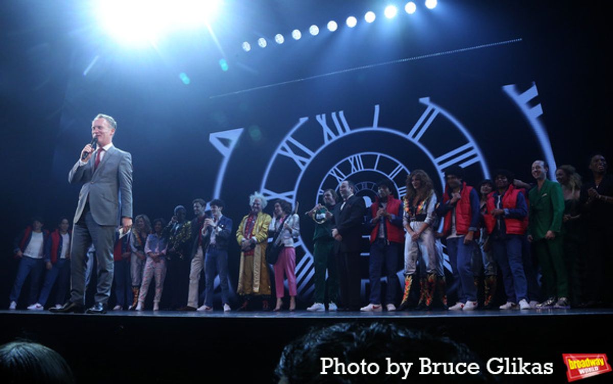 Colin Ingram, Jelani Remy, Hugh Coles, Casey Likes, Roger Bart, Liana Hunt, Nathaniel Hackmann and The Cast of 'Back to The Future' at 