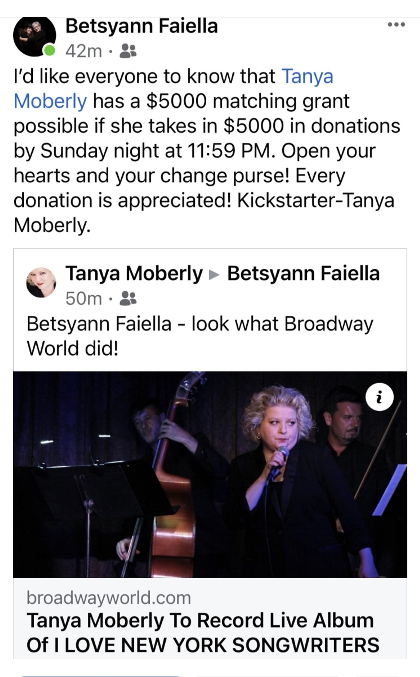 Tanya Moberly To Record Live Album Of I LOVE NEW YORK SONGWRITERS  Image