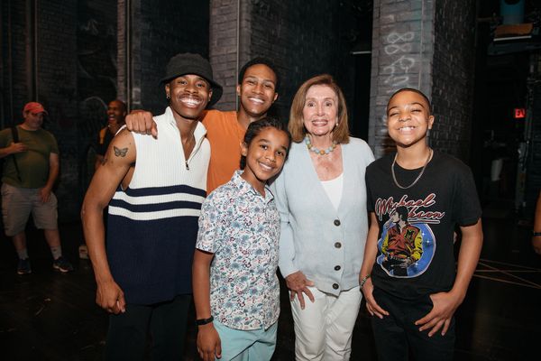 Nancy Pelosi with the cast of MJ the Musical Photo