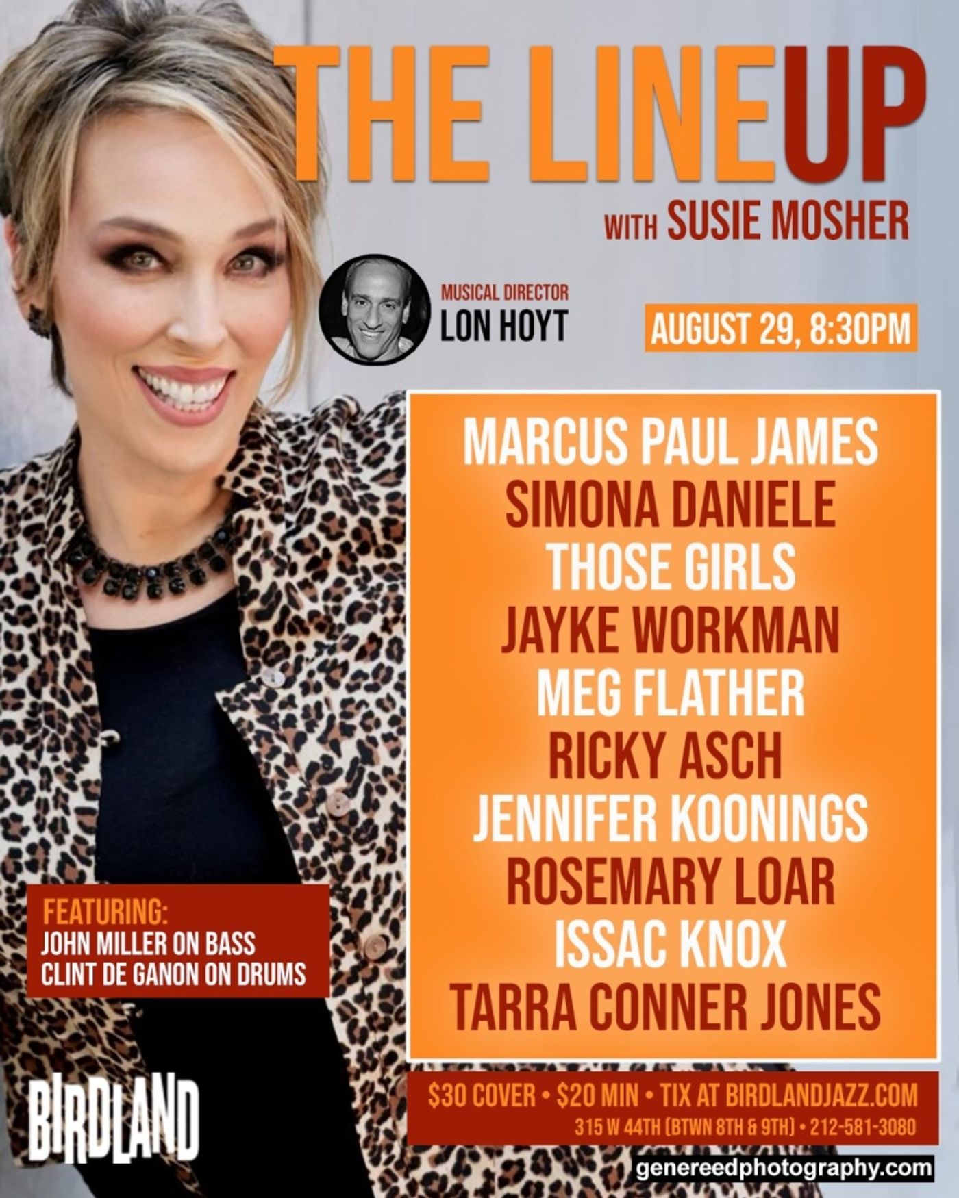 Photos:  August 22nd THE LINEUP WITH SUSIE MOSHER By Photographer Chris Ruetten  Image