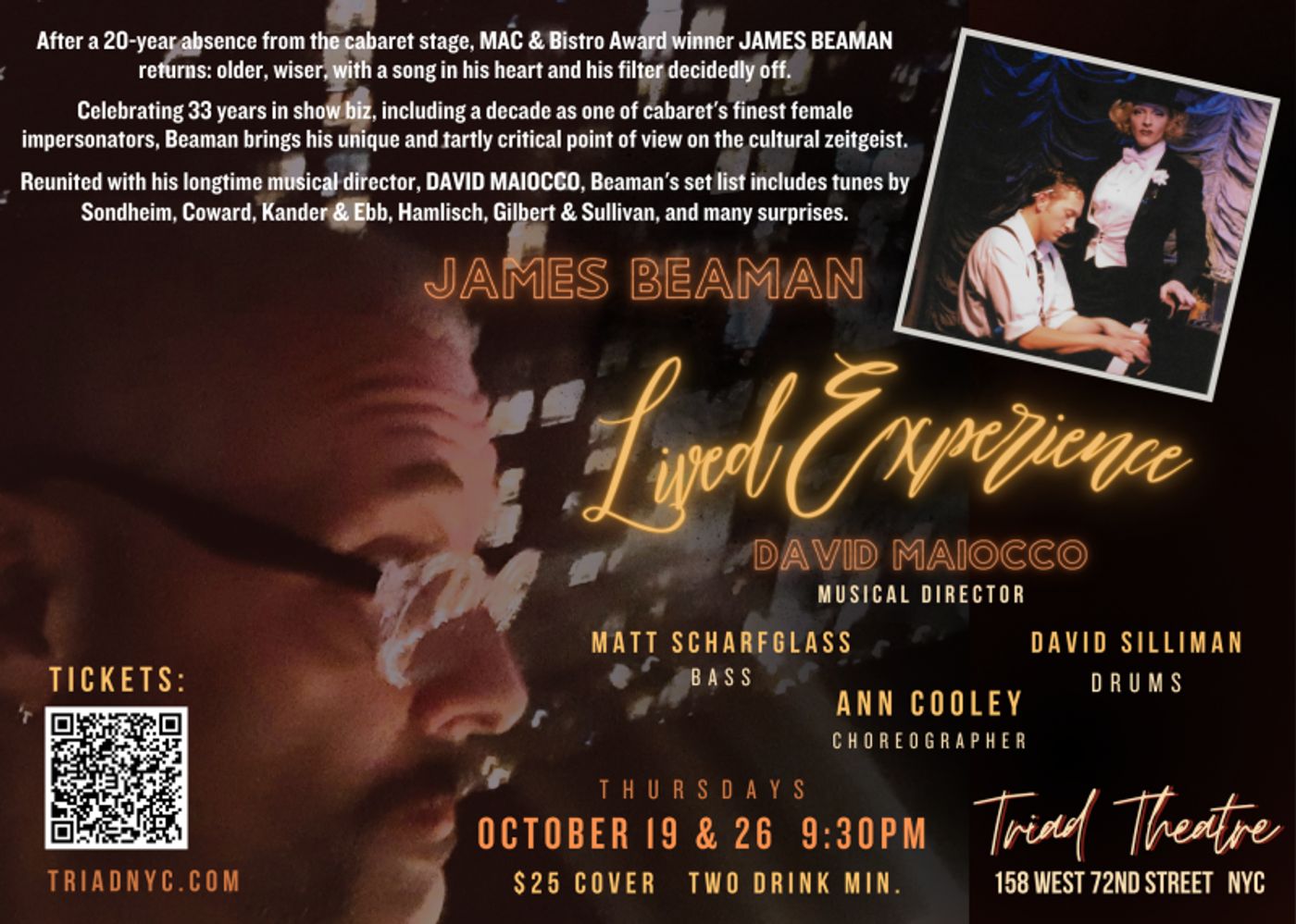 James Beaman Returns To The Cabaret Stage With LIVED EXPERIENCE at Triad Theatre  Image