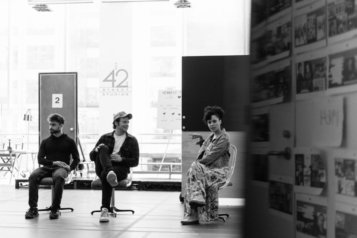 Daniel Radcliffe, Jonathan Groff & Natalie Wachen at 