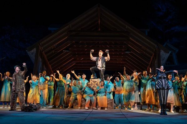 Theo Stockman, Joel Perez, and Sabrina Cedeno with the ensemble Photo