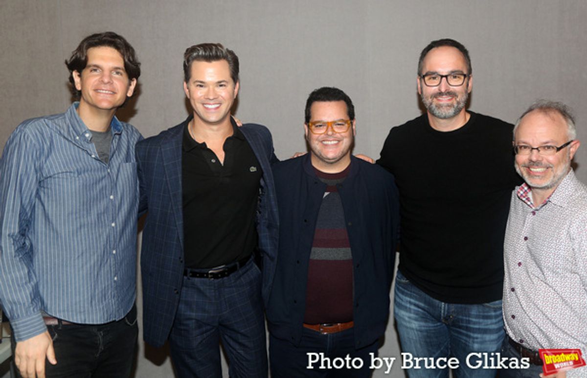 Director Alex Timbers, Andrew Rannells, Josh Gad, Composers/Book Writers Anthony King and Scott Brown at 