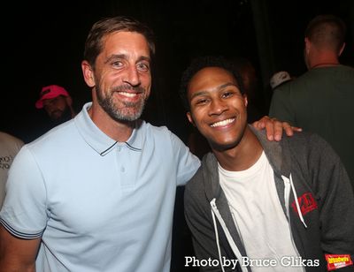 NY Jets Aaron Rodgers and Elijah Johnson Photo