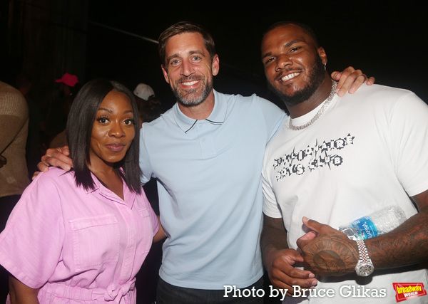 Ayana George, NY Jets Aaron Rodgers & John Franklin-Myers Photo