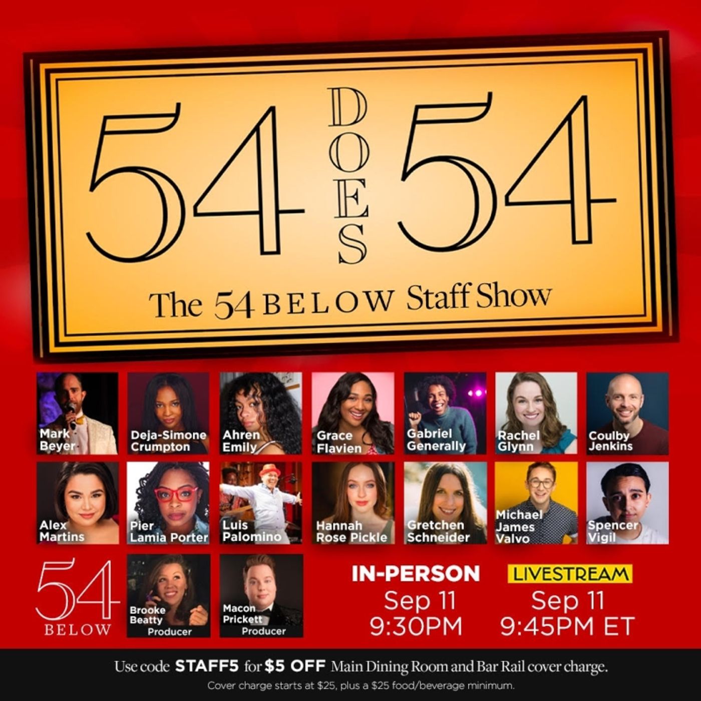 Feature: 54 DOES 54: THE 54 BELOW STAFF SHOW Returns To 54 Below September 11th  Image