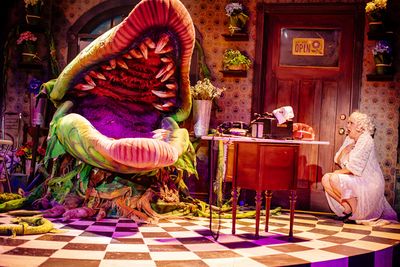 Ash Moran and Audrey II (Puppeteer: Vaughn Louks, Voice: William Scott Davison) Photo