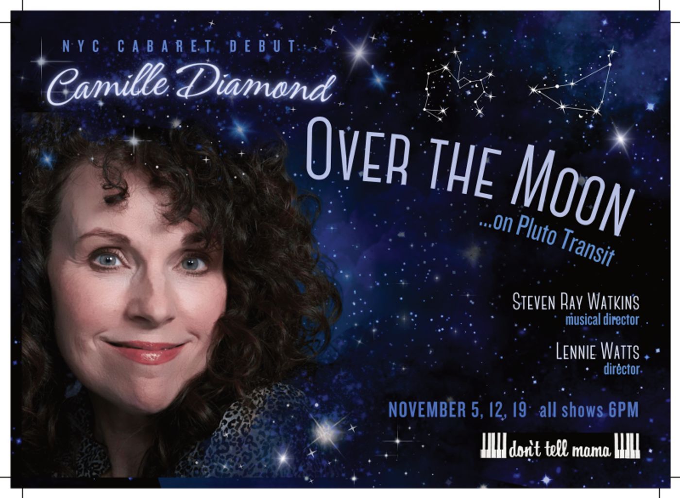 Camille Diamond Will Make Solo Show Debut At Don't Tell Mama With OVER THE MOON….ON PLUTO TRANSIT Camille Diamond Will Make Solo Show Debut At Don't Tell Mama With OVER THE MOON….ON PLUTO TRANSIT Image