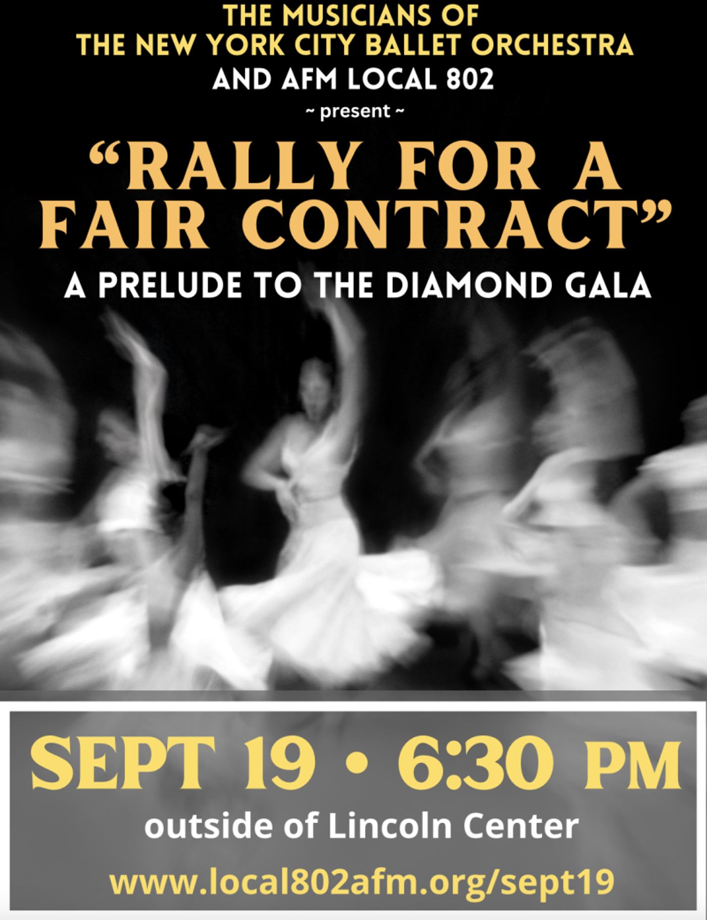 Musicians of the New York City Ballet Orchestra to Rally for a Fair Contract in Front of Lincoln Center on Opening Night  Image