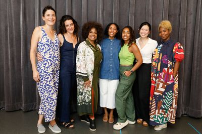 The cast with Renae Simone Jarrett (center) and Sarah Hughes (left). Photo