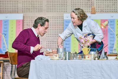 Bertie Carvel (Henry Higgins) and Penny Layden (Mrs Pearce)  Photo