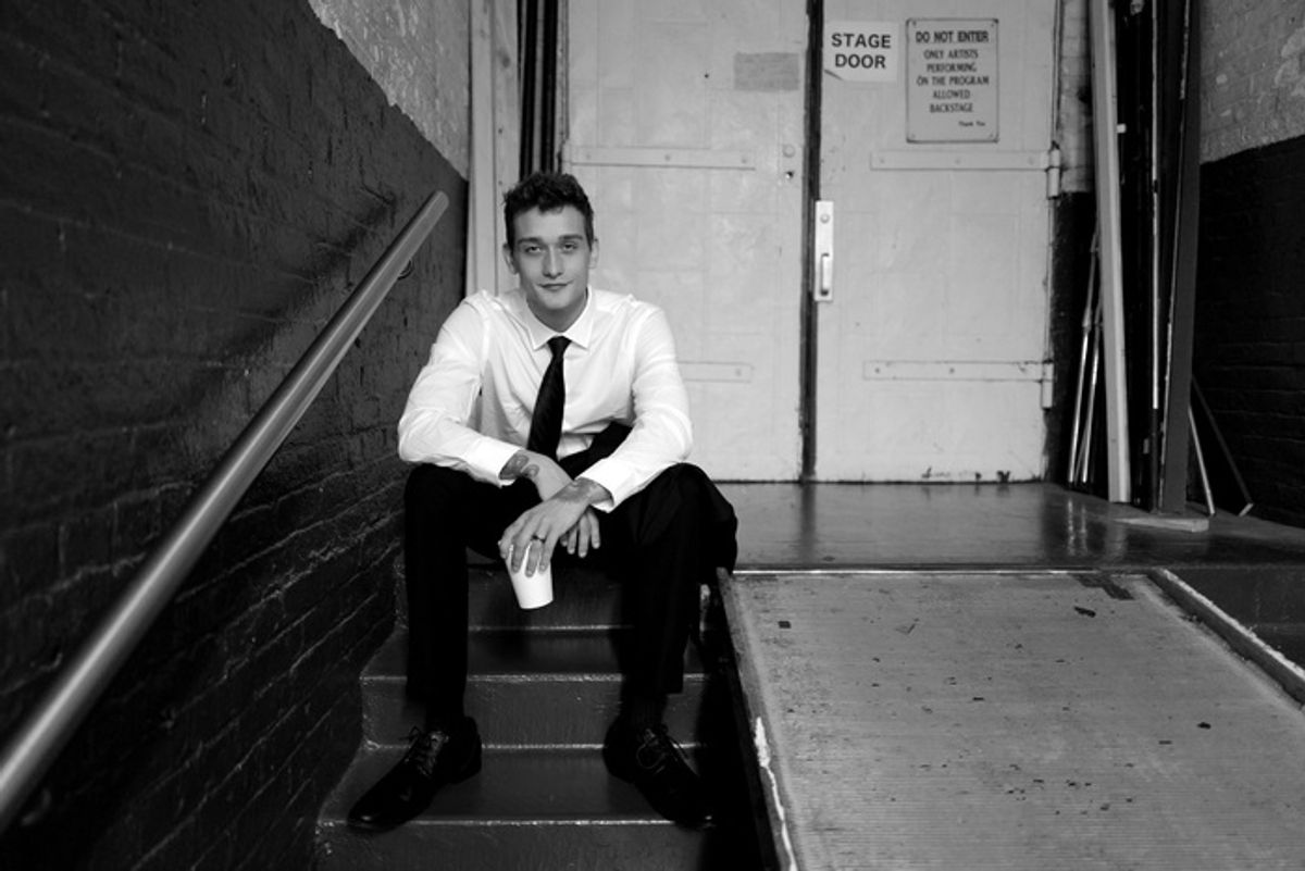 NEW YORK, NEW YORK - SEPTEMBER 18: (EDITOR'S NOTE: Image was shot in black and white. Color version not available.) Cody Saintgnue prepares backstage during the 9th Annual 'Voices: Stars For Foster Kids' Benefit Concert hosted by You Gotta Believe at Town Hall on September 18, 2023 in New York City. (Photo by Jenny Anderson/Getty Images for You Gotta Believe) at 