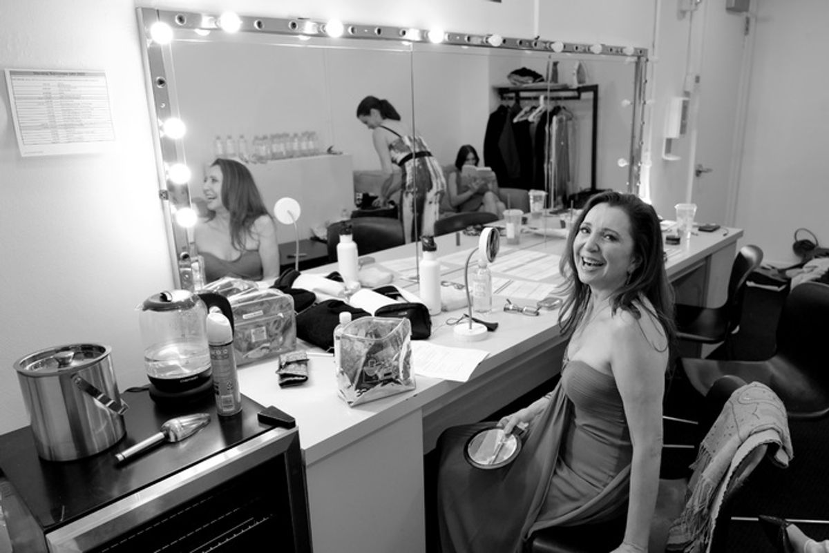 NEW YORK, NEW YORK - SEPTEMBER 18: (EDITOR'S NOTE: Image was shot in black and white. Color version not available.) Donna Murphy prepares backstage during the 9th Annual 'Voices: Stars For Foster Kids' Benefit Concert hosted by You Gotta Believe at Town Hall on September 18, 2023 in New York City. (Photo by Jenny Anderson/Getty Images for You Gotta Believe) at 