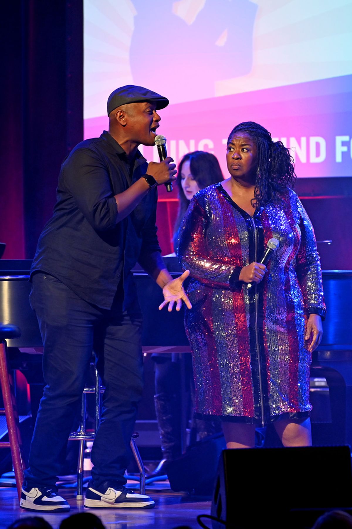 NEW YORK, NEW YORK - SEPTEMBER 18: Javier Colon and Natasha Yvette Williams perform onstage during the 9th Annual 'Voices: Stars For Foster Kids' Benefit Concert hosted by You Gotta Believe at Town Hall on September 18, 2023 in New York City. (Photo by Jenny Anderson/Getty Images for You Gotta Believe) at 