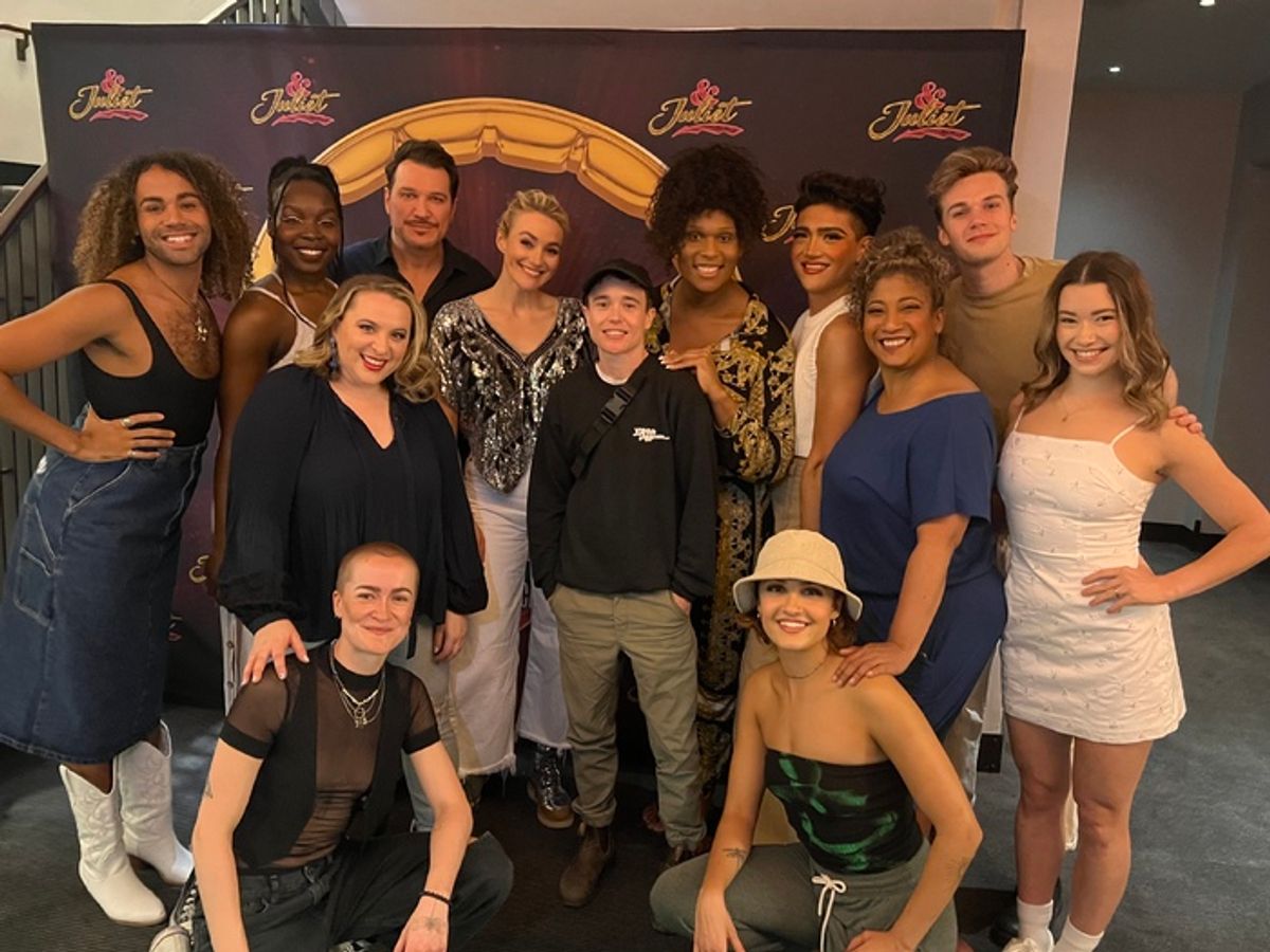 Elliot Page and Peppermint with the cast of & JULIET at 