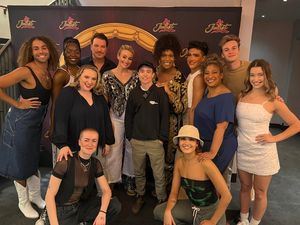 Elliot Page and Peppermint with the cast of & JULIET Photo