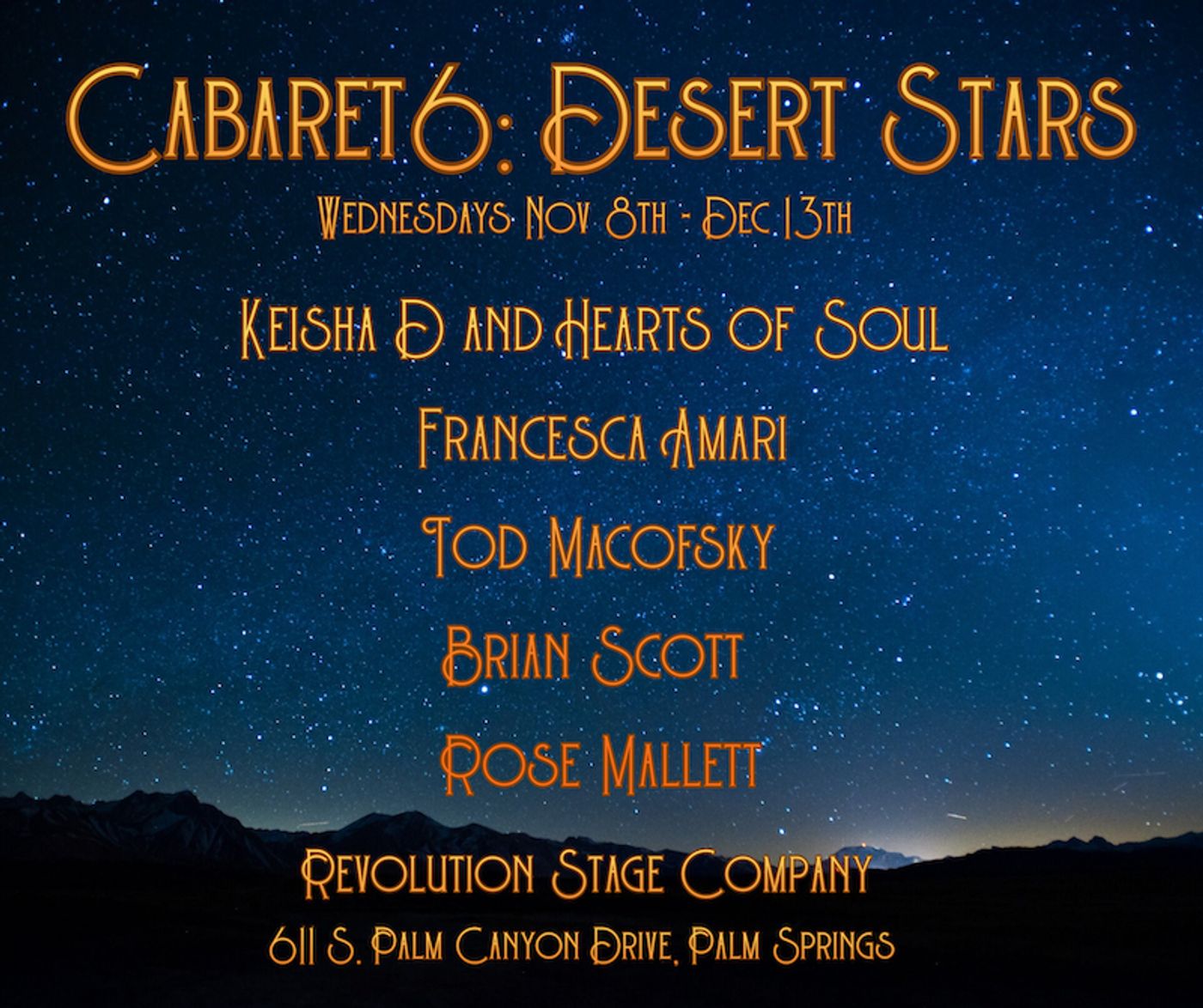 Previews: CABARET6: DESERT STARS At Revolution Stage Company  Image