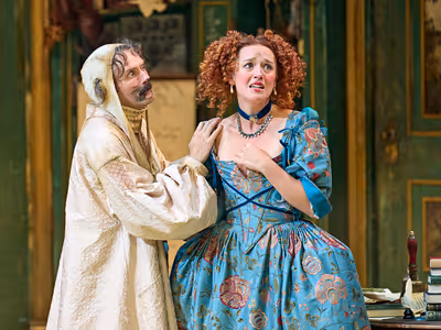 Edward Hogg (Argan) and Jessica Ransom (Beline) Photo