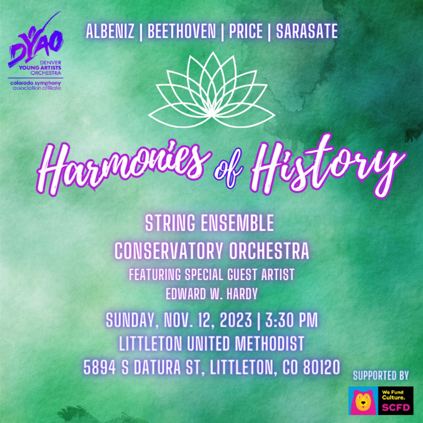 DYAO Presents HARMONIES OF HISTORY With Youth Orchestra Concert with Special Guest Edward W. Hardy  Image