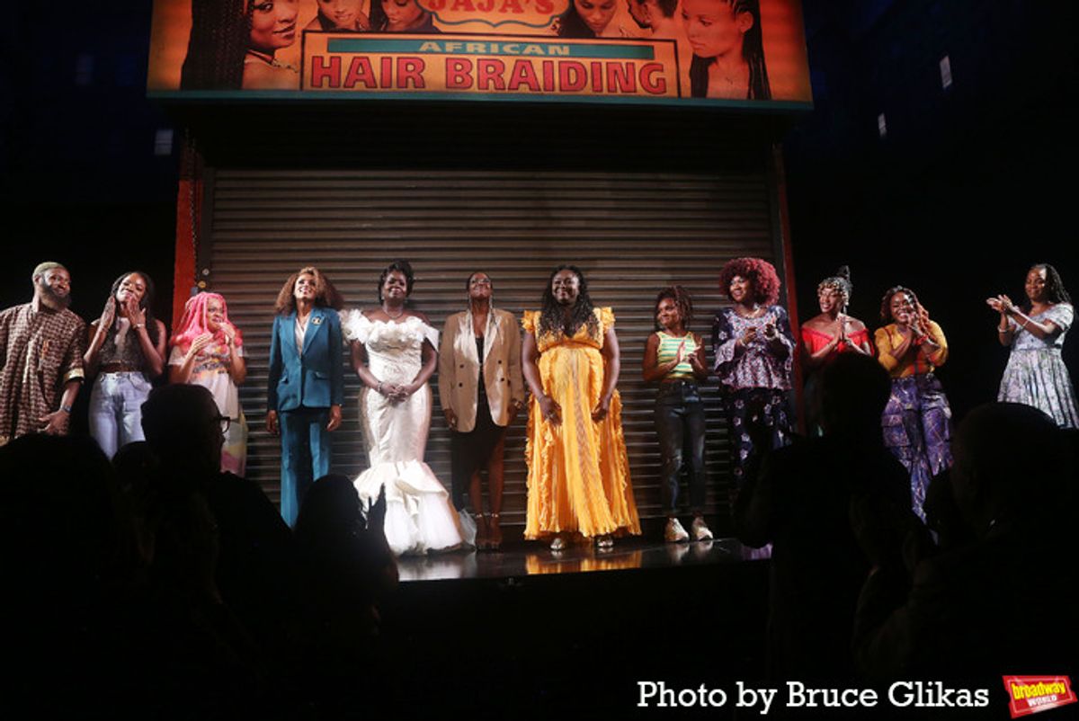 Director Whitney White, Playwright Jocelyn Bioh and The Cast of 'Jaja’s African Hair Braiding' at 