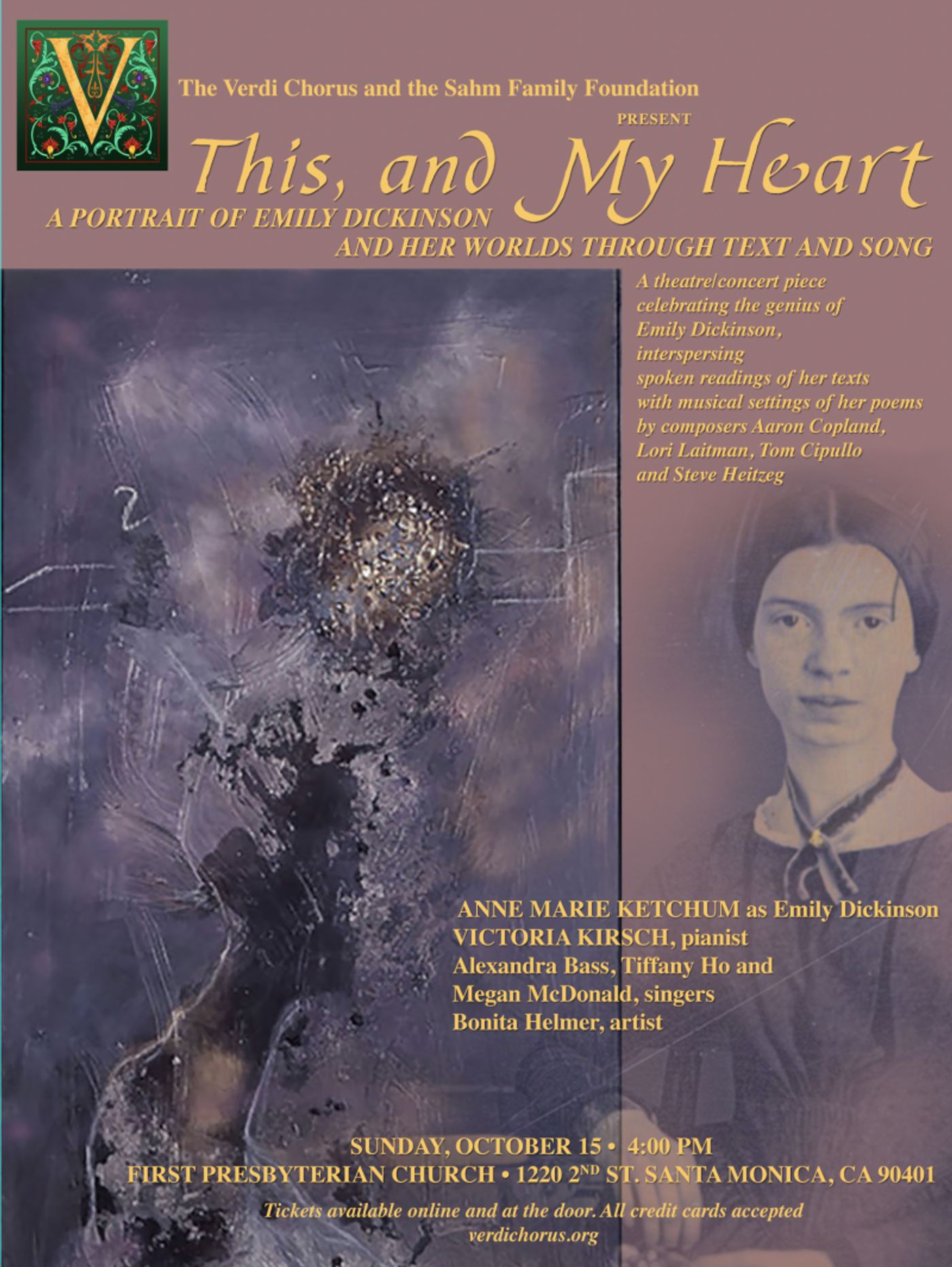 Interview: Anne Marie Ketchum on THIS, AND MY HEART: A PORTRAIT OF EMILY DICKINSON AND HER WORLDS THROUGH TEXT AND SONG  Image