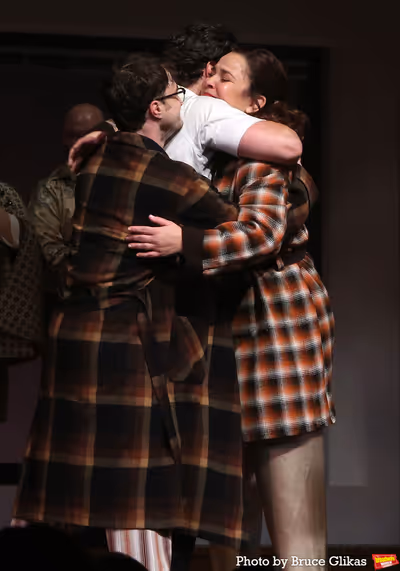 Daniel Radcliffe, Jonathan Groff and Lindsay Mendez Photo