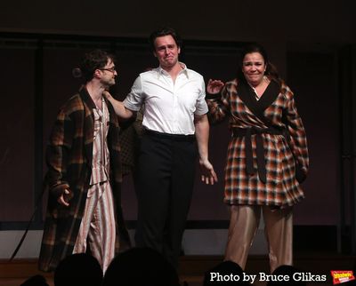 Daniel Radcliffe, Jonathan Groff and Lindsay Mendez Photo