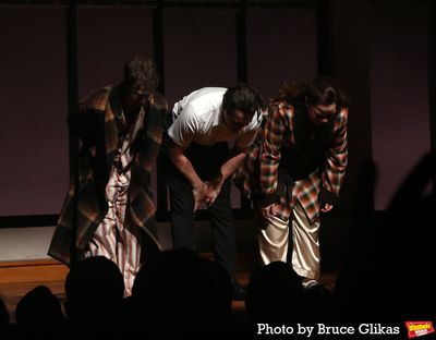 Daniel Radcliffe, Jonathan Groff and Lindsay Mendez  Photo
