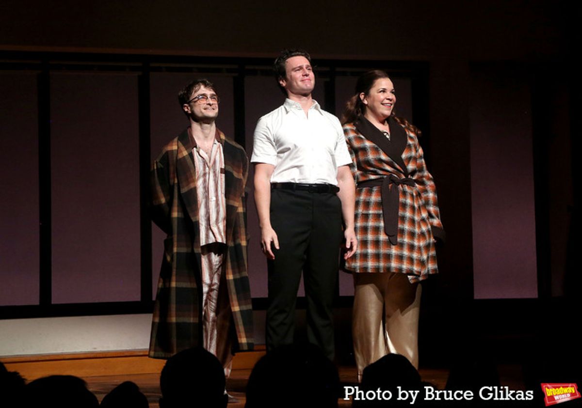 Daniel Radcliffe, Jonathan Groff and Lindsay Mendez  at 