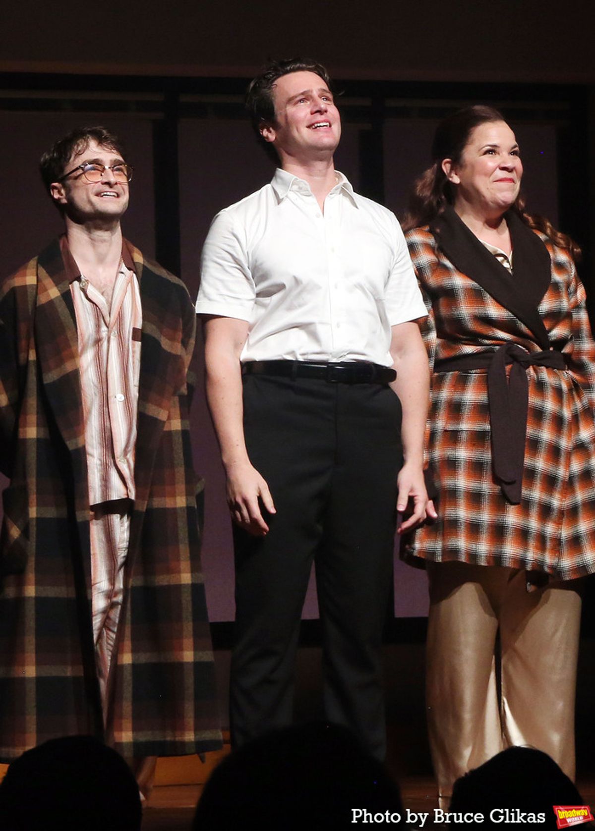 Daniel Radcliffe, Jonathan Groff and Lindsay Mendez  at 
