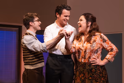 Jonathan Groff, Daniel Radcliffe & Lindsay Mendez Photo