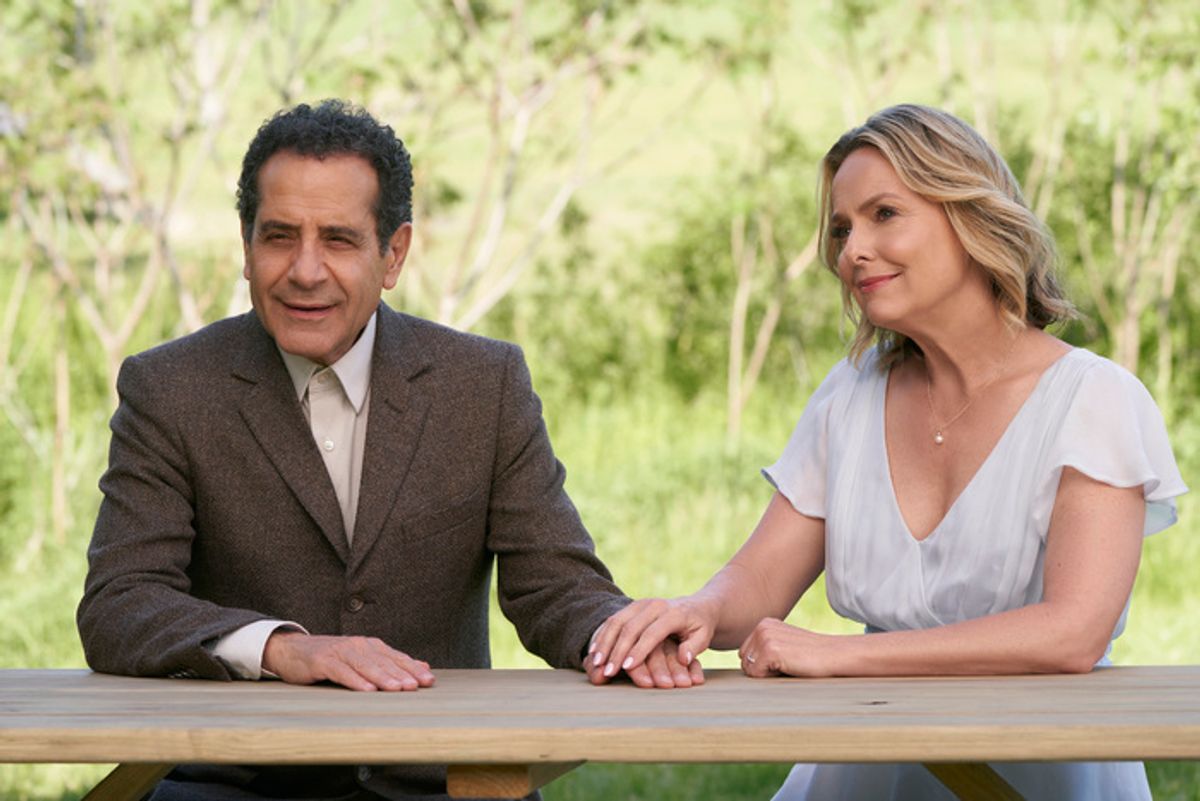 Tony Shalhoub as Adrian Monk, Melora Hardin as Trudy at 