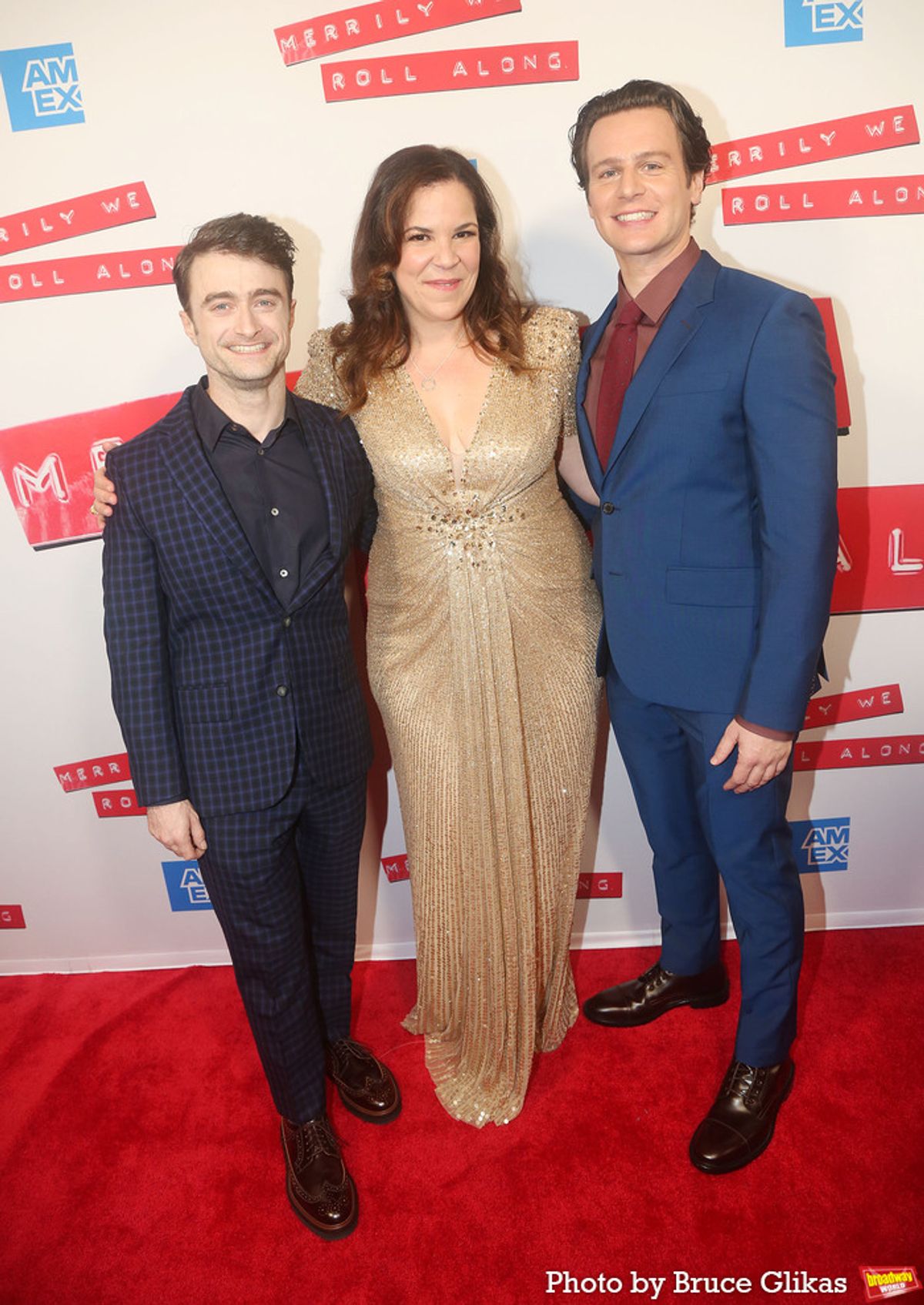 Daniel Radcliffe, Lindsay Mendez and Jonathan Groff at 