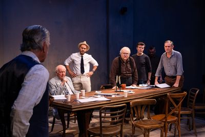 Patrick Duffy (back to camera), Paul Beech, Michael Greco, Kenneth Jay, Ben Nealon, G Photo