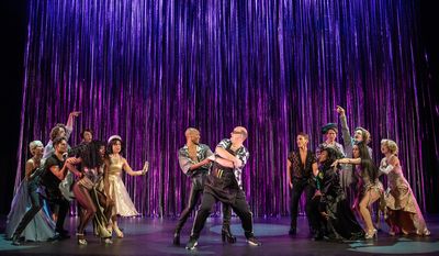 Nik Alexander (Andre Mayhem), Aaron Kaburick (Frank Hillard) and the Company of Mrs.  Photo