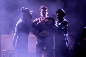 Bob Himlin as Mr. Van Tassel, Dennis Peters as Ichabod Crane and Paul Morgavo as Mr.  Photo