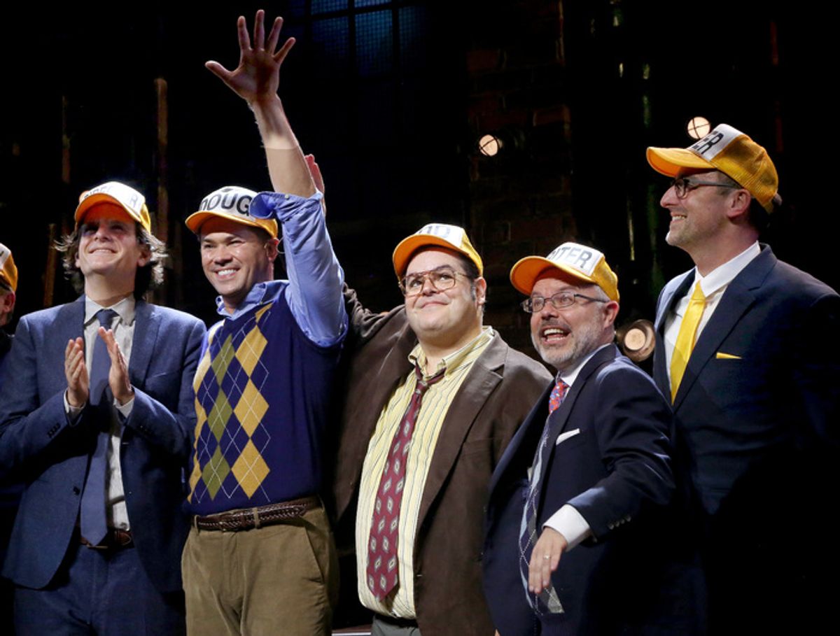 Director Alex Timbers, Andrew Rannells, Josh Gad, Co-Writer Anthony King and Co-Writer Scott Brown  at 