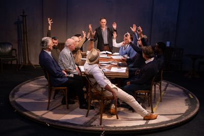 Patrick Duffy (L) and Michael Greco (R) with the 2023 cast of Twelve Angry Men Photo