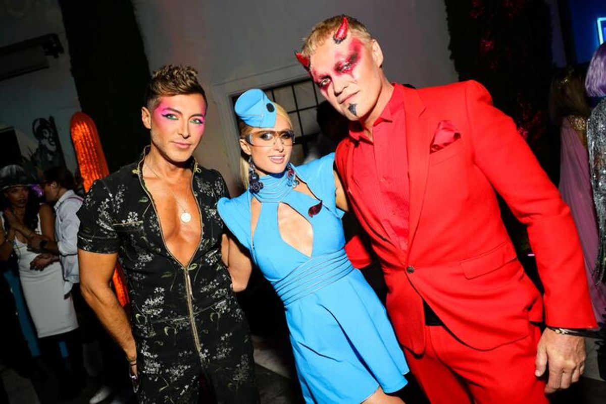 Evangelo Bousis, Paris Hilton and Peter Dundas at 
