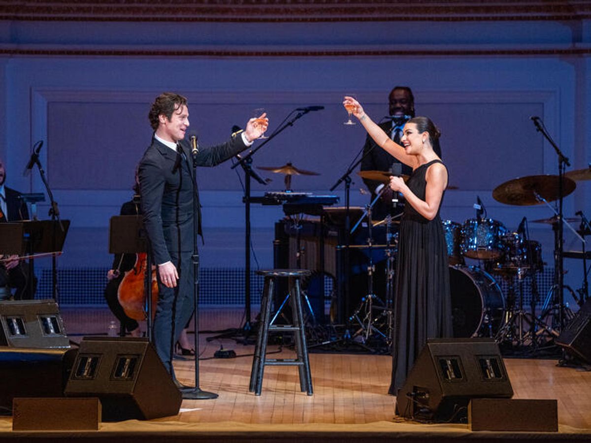Jonathan Groff, Lea Michele at 
