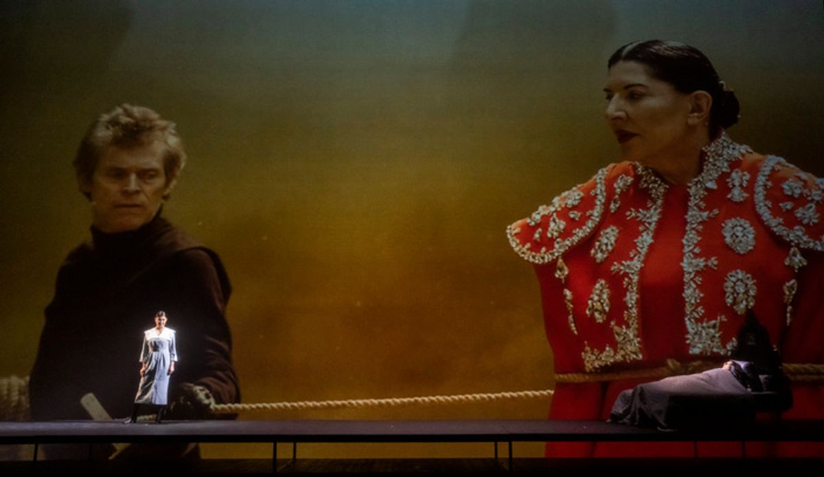 Aigul Akhmetshina, Willem Dafoe, Marina Abramović at 