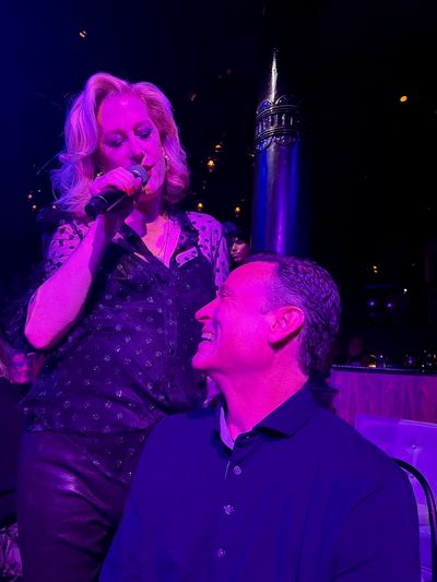 Justin Vivian Bond gets up close and personal with audience member Photo