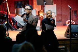 Hosts Leslie Odom Jr., Kara Young @ BroadwayWorld Hosts Leslie Odom Jr., Kara Young Photo