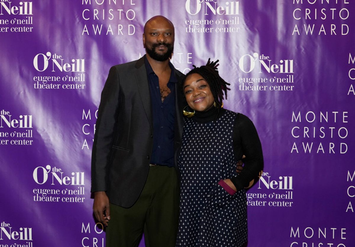 NEW YORK, NEW YORK - NOVEMBER 06: Justin Hicks and Kenita Miller attend the Eugene O'Neill Theatre Center Hosts The 22nd Monte Cristo Award Honoring Lynn Nottage at Capitale on November 06, 2023 in New York City. (Photo by Ilya S. Savenok/Getty Images for Eugene O'Neill Theater) at 