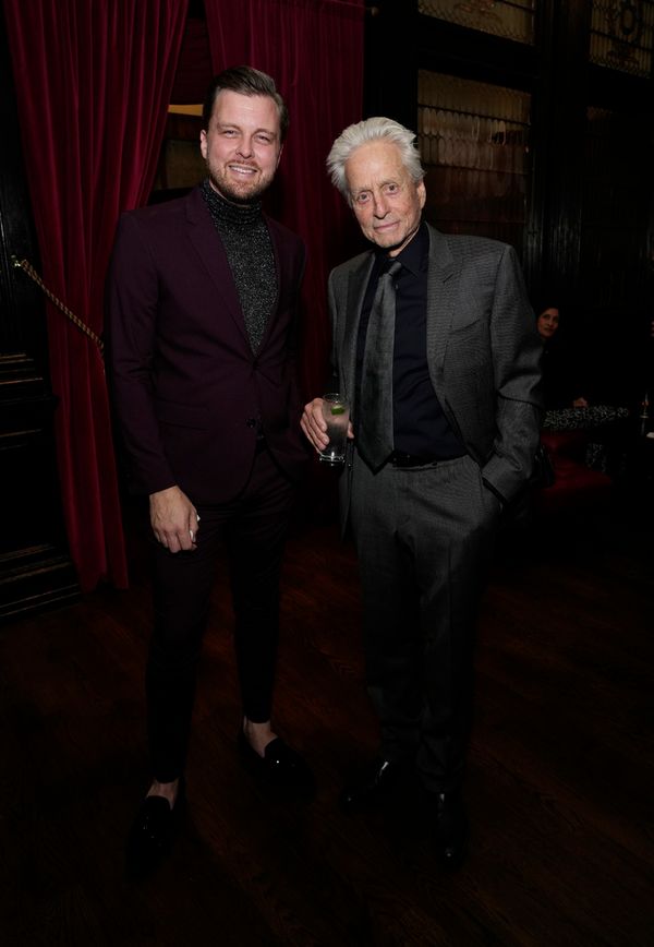 NEW YORK, NEW YORK - NOVEMBER 06: Rob Mooney and Michael Douglas attend the Eugene O' Photo