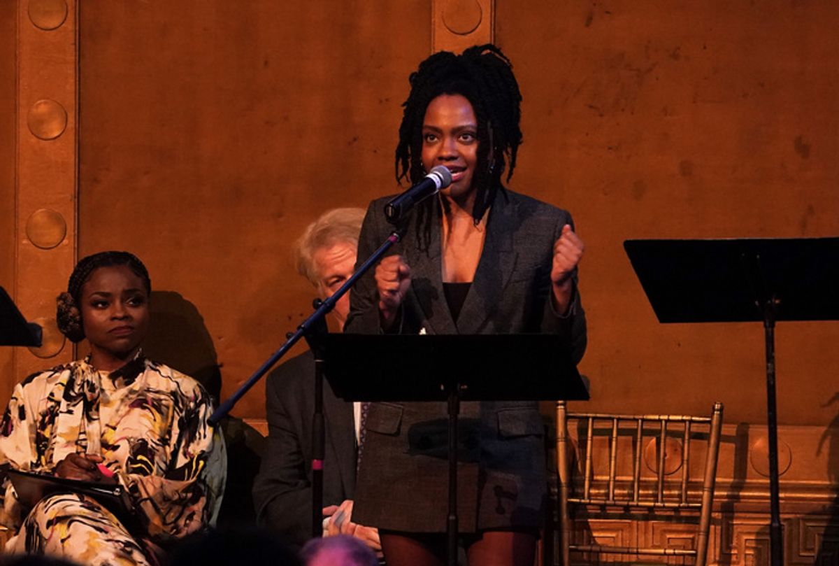 NEW YORK, NEW YORK - NOVEMBER 06: Gabby Beans performs onstage while Eugene O'Neill Theatre Center Hosts The 22nd Monte Cristo Award Honoring Lynn Nottage at Capitale on November 06, 2023 in New York City. (Photo by Bennett Raglin/Getty Images for Eugene O'Neill Theater   ) at 