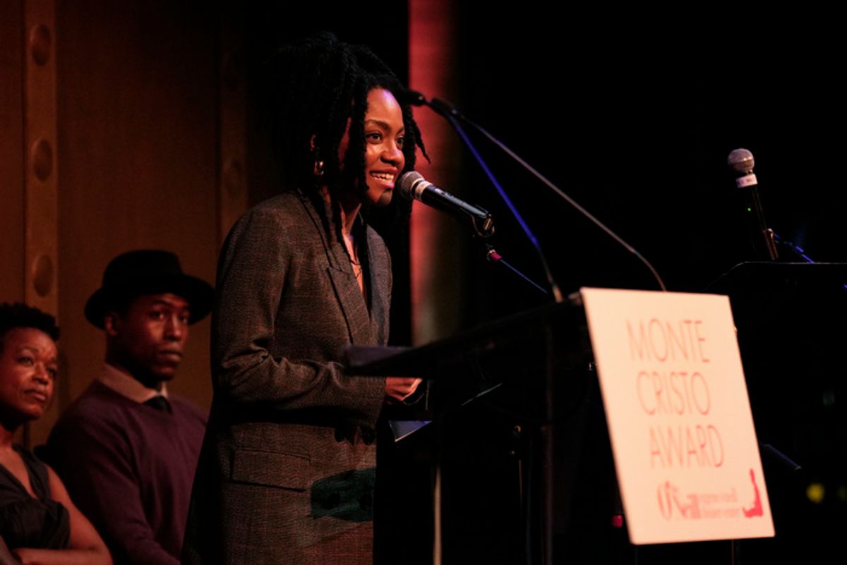 NEW YORK, NEW YORK - NOVEMBER 06: Gabby Beans performs onstage while Eugene O'Neill Theatre Center Hosts The 22nd Monte Cristo Award Honoring Lynn Nottage at Capitale on November 06, 2023 in New York City. (Photo by Ilya S. Savenok/Getty Images for Eugene O'Neill Theater) at 
